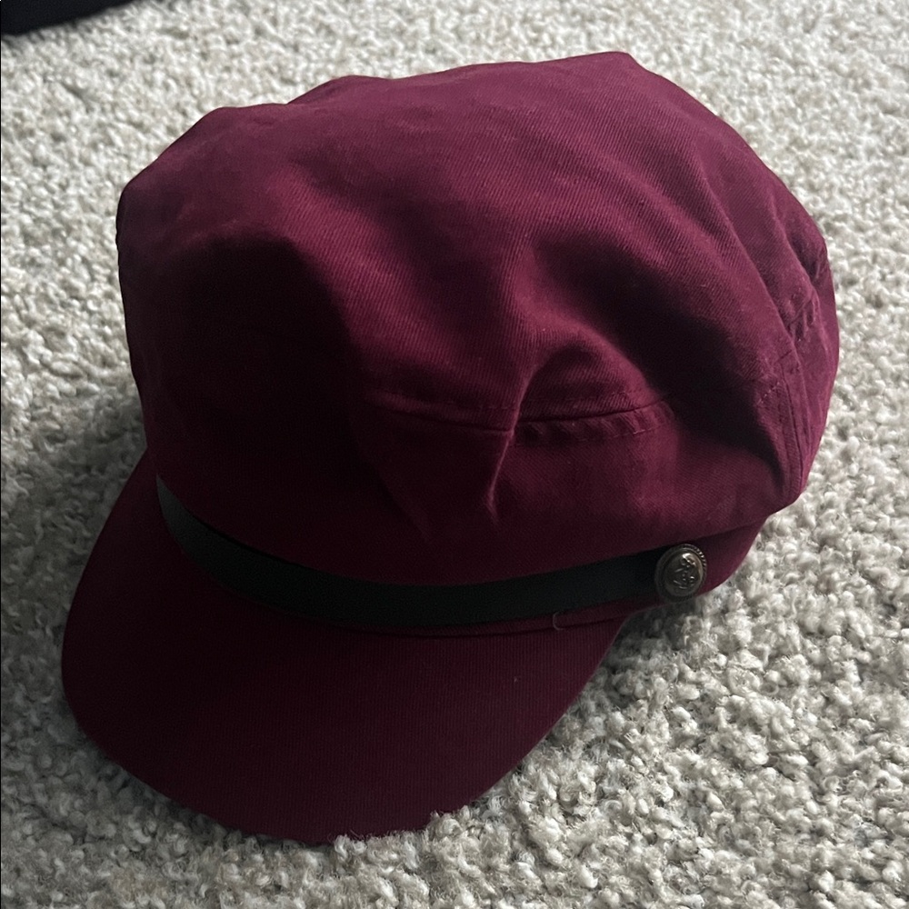 Burgundy Newsboy Cap with Decorative Band